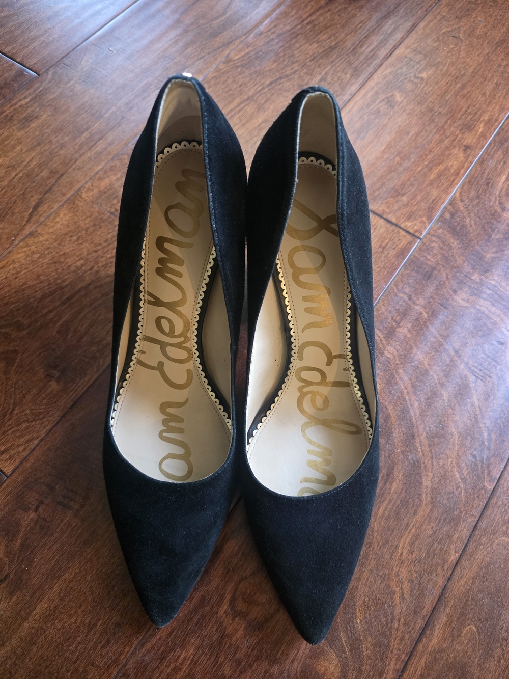 Sam Edelman Halston Black Suede Pointed Toe Block Heel Pumps - Size 9.5 - Picture 3 of 12
